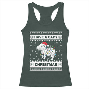 Funny Capybara Christmas Racerback Tank Top Have A Capy Christmas Light TS09 Dark Forest Green Print Your Wear