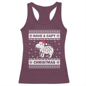 Funny Capybara Christmas Racerback Tank Top Have A Capy Christmas Light TS09 Maroon Print Your Wear