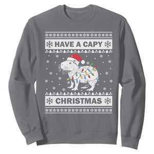 Funny Capybara Christmas Sweatshirt Have A Capy Christmas Light TS09 Charcoal Print Your Wear