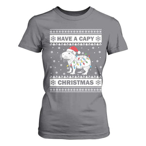 Funny Capybara Christmas T Shirt For Women Have A Capy Christmas Light TS09 Charcoal Print Your Wear