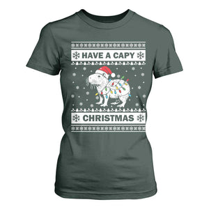 Funny Capybara Christmas T Shirt For Women Have A Capy Christmas Light TS09 Dark Forest Green Print Your Wear