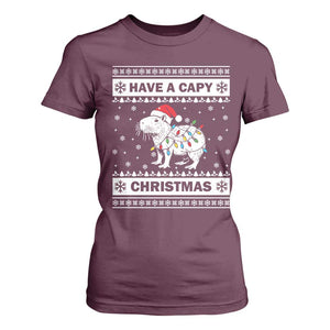Funny Capybara Christmas T Shirt For Women Have A Capy Christmas Light TS09 Maroon Print Your Wear