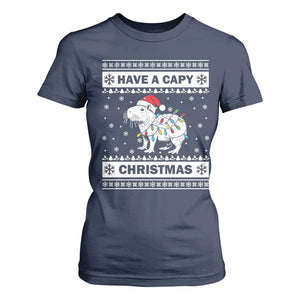 Funny Capybara Christmas T Shirt For Women Have A Capy Christmas Light TS09 Navy Print Your Wear