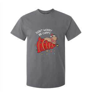 Funny Capybara Christmas T Shirt For Kid Don't Worry Be Capy TS09 Charcoal Print Your Wear