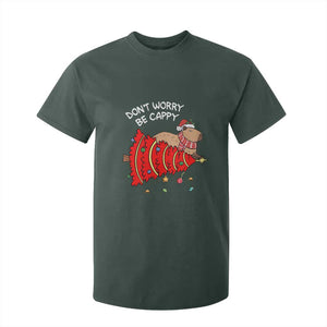 Funny Capybara Christmas T Shirt For Kid Don't Worry Be Capy TS09 Dark Forest Green Print Your Wear