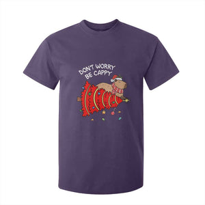 Funny Capybara Christmas T Shirt For Kid Don't Worry Be Capy TS09 Purple Print Your Wear