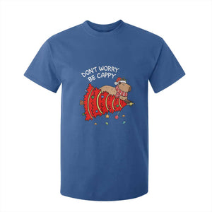 Funny Capybara Christmas T Shirt For Kid Don't Worry Be Capy TS09 Royal Blue Print Your Wear