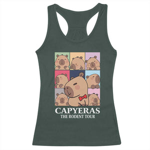 Funny Capybara Christmas Racerback Tank Top Capyeras The Rodent Tour TS09 Dark Forest Green Print Your Wear