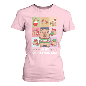 Funny Capybara Christmas T Shirt For Women In My Christmas Era TS09 Light Pink Print Your Wear