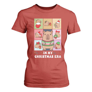 Funny Capybara Christmas T Shirt For Women In My Christmas Era TS09 Red Print Your Wear