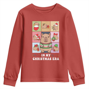 Funny Capybara Christmas Youth Sweatshirt In My Christmas Era TS09 Red Print Your Wear