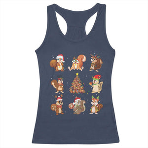 Funny Squirrel Christmas Santa Reindeer Racerback Tank Top TS09 Navy Print Your Wear