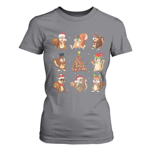 Funny Squirrel Christmas Santa Reindeer T Shirt For Women TS09 Charcoal Print Your Wear