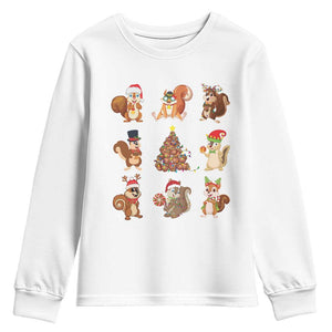 Funny Squirrel Christmas Santa Reindeer Youth Sweatshirt TS09 White Print Your Wear