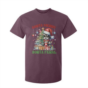 Funny Christmas Raccoon T Shirt For Kid Sorta Merry Sorta Feral Merry Trashmas TS09 Maroon Print Your Wear