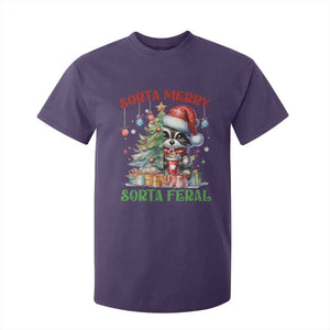 Funny Christmas Raccoon T Shirt For Kid Sorta Merry Sorta Feral Merry Trashmas TS09 Purple Print Your Wear