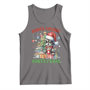 Funny Christmas Raccoon Tank Top Sorta Merry Sorta Feral Merry Trashmas TS09 Deep Heather Print Your Wear