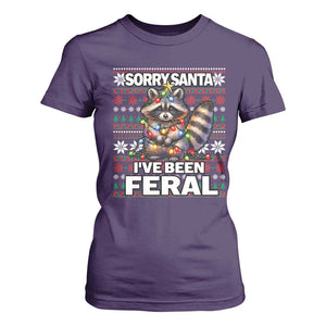 Funny Christmas Raccoon T Shirt For Women Sorry Santa I've Been Feral TS09 Purple Print Your Wear