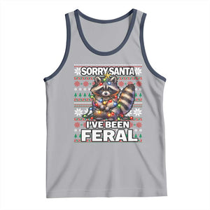 Funny Christmas Raccoon Tank Top Sorry Santa I've Been Feral TS09 Athletic Heather Navy Print Your Wear