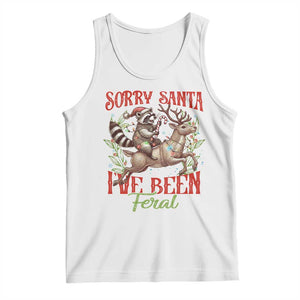 Funny Christmas Raccoon Tank Top Sorry Santa I've Been Feral Reindeer TS09 White Print Your Wear