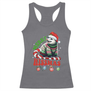Funny Christmas Opossum Racerback Tank Top Merry Hissmass TS09 Charcoal Print Your Wear