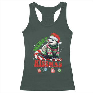 Funny Christmas Opossum Racerback Tank Top Merry Hissmass TS09 Dark Forest Green Print Your Wear