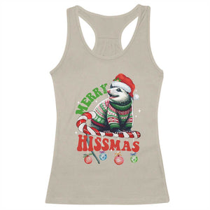 Funny Christmas Opossum Racerback Tank Top Merry Hissmass TS09 Sand Print Your Wear