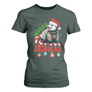 Funny Christmas Opossum T Shirt For Women Merry Hissmass TS09 Dark Forest Green Print Your Wear
