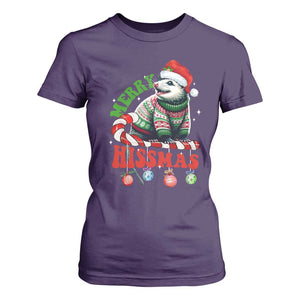 Funny Christmas Opossum T Shirt For Women Merry Hissmass TS09 Purple Print Your Wear