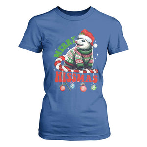 Funny Christmas Opossum T Shirt For Women Merry Hissmass TS09 Royal Blue Print Your Wear
