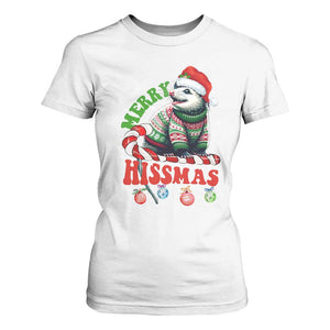 Funny Christmas Opossum T Shirt For Women Merry Hissmass TS09 White Print Your Wear