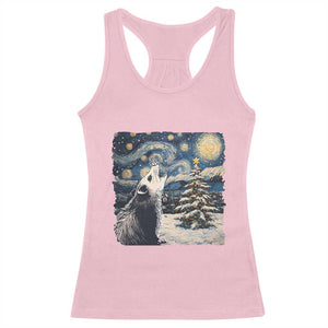 Christmas Starry Night Opossum Racerback Tank Top TS09 Light Pink Print Your Wear