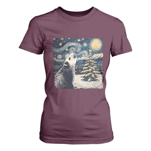 Christmas Starry Night Opossum T Shirt For Women TS09 Maroon Print Your Wear