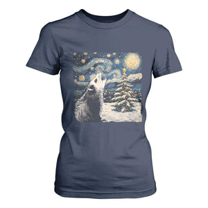 Christmas Starry Night Opossum T Shirt For Women TS09 Navy Print Your Wear