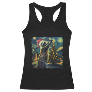 Christmas Starry Night Raccoon Racerback Tank Top TS09 Black Print Your Wear