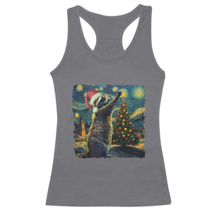 Christmas Starry Night Raccoon Racerback Tank Top TS09 Charcoal Print Your Wear