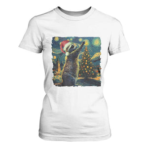 Christmas Starry Night Raccoon T Shirt For Women TS09 White Print Your Wear