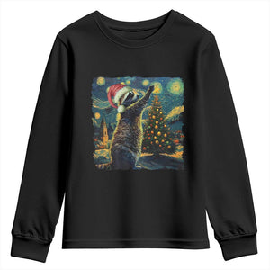Christmas Starry Night Raccoon Youth Sweatshirt TS09 Black Print Your Wear
