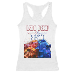 Funny Moo Deng VS Pesto Racerback Tank Top TS09 White Print Your Wear