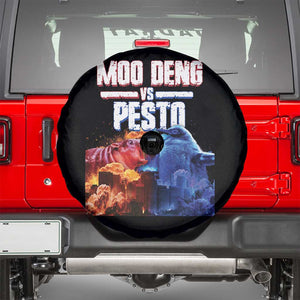 Funny Moo Deng VS Pesto Spare Tire Cover TS09 Black Print Your Wear