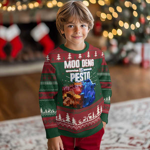 Funny Moo Deng VS Pesto Ugly Christmas Sweater TS09 Christmas Print Your Wear
