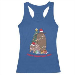 First Christmas 2024 Moo Deng Pesto Racerback Tank Top TS09 Royal Blue Print Your Wear