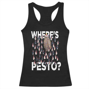 Funny Christmas Wheres Pesto Racerback Tank Top TS09 Black Print Your Wear