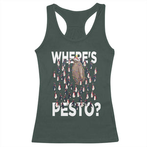 Funny Christmas Wheres Pesto Racerback Tank Top TS09 Dark Forest Green Print Your Wear