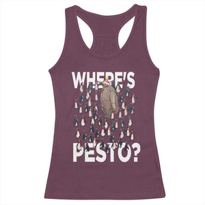 Funny Christmas Wheres Pesto Racerback Tank Top TS09 Maroon Print Your Wear