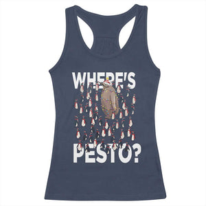 Funny Christmas Wheres Pesto Racerback Tank Top TS09 Navy Print Your Wear