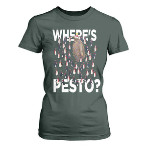 Funny Christmas Wheres Pesto T Shirt For Women TS09 Dark Forest Green Print Your Wear