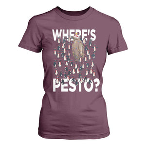 Funny Christmas Wheres Pesto T Shirt For Women TS09 Maroon Print Your Wear