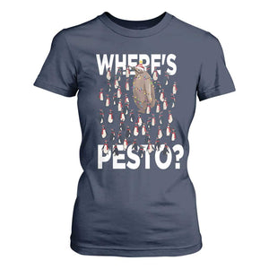 Funny Christmas Wheres Pesto T Shirt For Women TS09 Navy Print Your Wear