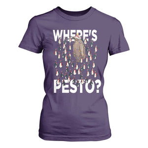Funny Christmas Wheres Pesto T Shirt For Women TS09 Purple Print Your Wear